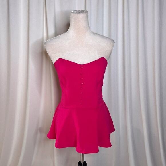 Monteau Los Angeles Pink Strapless Structure Bodice Flowy Hem Women's M Summer - Picture 8 of 16
